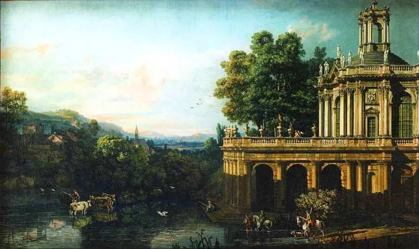 Бернардо Беллотто 17221780 Архитектурное каприччо с дворцом 1766 Холст - фото 38