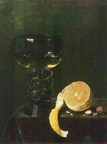 Ян ван де Велде 161916201663 Бокал вина и лимон 1649 Холст масло 31x245 - фото 36