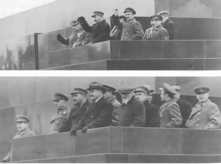 Две фотографии руководителей партии на трибуне Мавзолея сделанные в ходе - фото 24