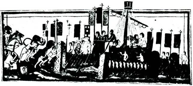 3 Погрузка товаров и конницы на корабль Рисунок XIV века Нормальный человек - фото 35