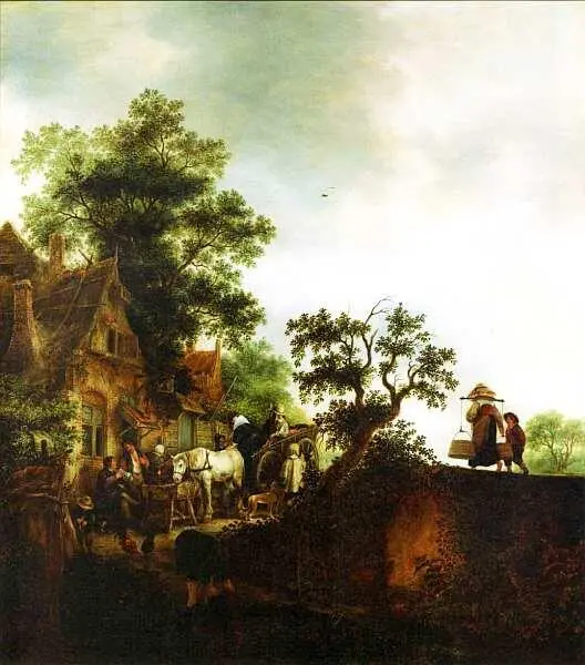 Исаак ван Остаде 16211649 Путешественники остановившиеся около гостиницы - фото 32