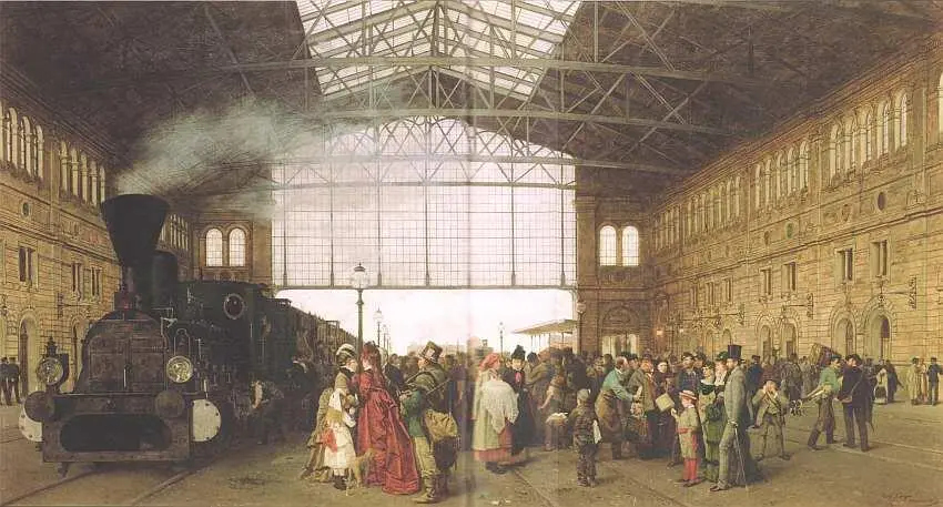 Карл Каргер 18481913 Прибытие поезда на венский вокзал 1875 Холст масло - фото 34