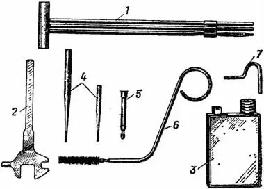 Рис 38Принадлежность к пулемету 1 шомпол 2 комбинированный ключ 3 - фото 51