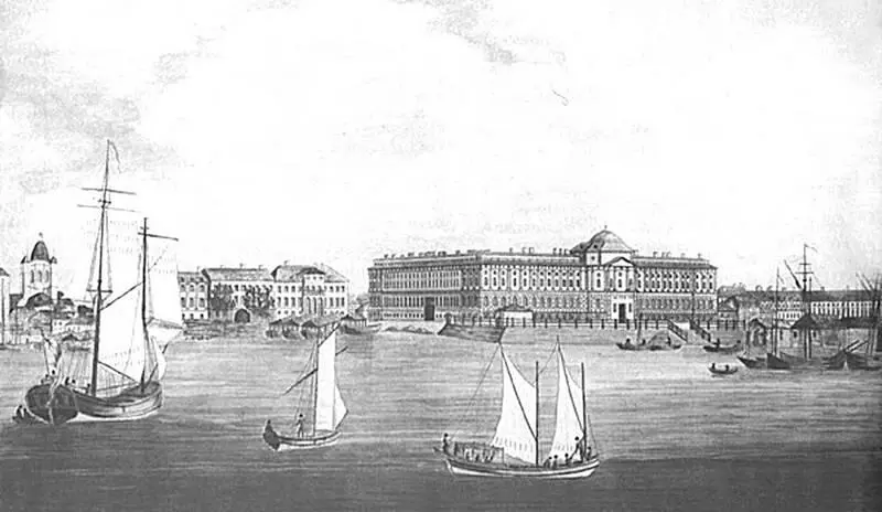 Т Малтон по рисунку Д Хирна Нева у здания Академии художеств Гравюра 1789 - фото 57
