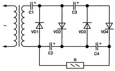 Рис 40 Схема однополупериодного умножения напряжения В течение одного - фото 39