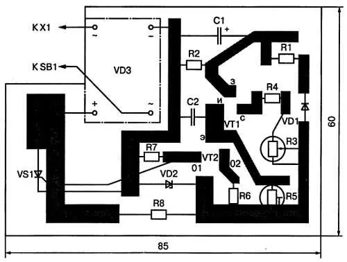 Рис 39 Эскиз печатной платы регулятора яркости 63 Сенсорный выключатель - фото 41