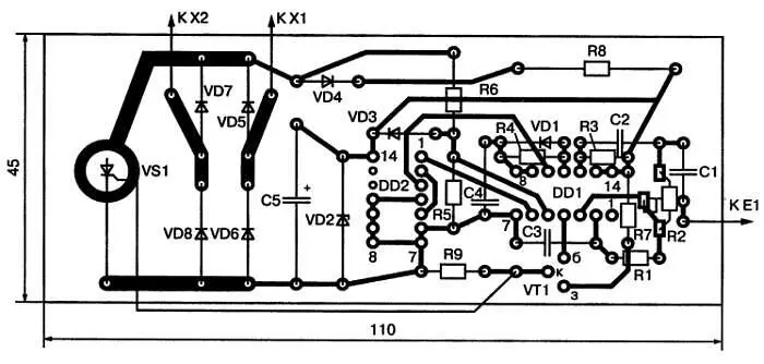 Рис 41 Эскиз печатной платы сенсорного выключателя Необходимо заметить что - фото 43