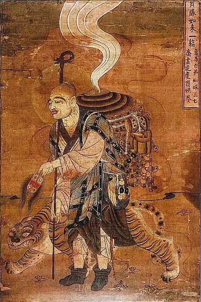 Тханка Странствующий буддийский монах X век Роспись по шелку Минеральные - фото 39