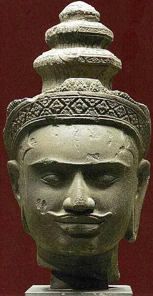 Фрагмент скульптуры Голова Харихары Первая половина X века Песчаник резьба - фото 54