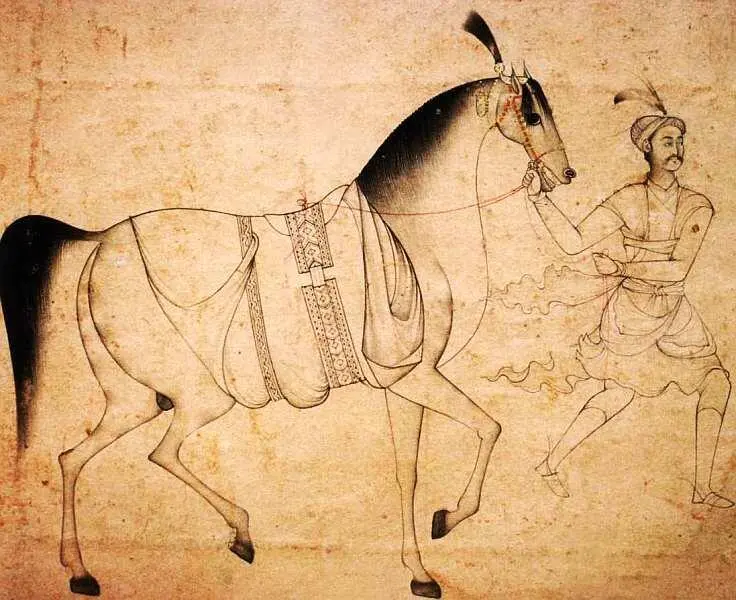 Абд асСамад 15171600 Рисунок Слуга с лошадью XVI век Бумага черная тушь - фото 66