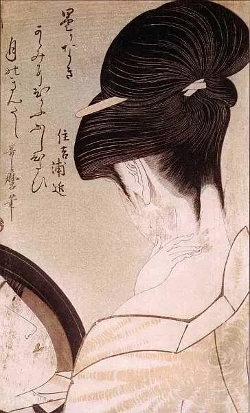 Утамаро Китагава 17531806 Гейша в доме Сумиоши перед зеркалом Гравюра - фото 82