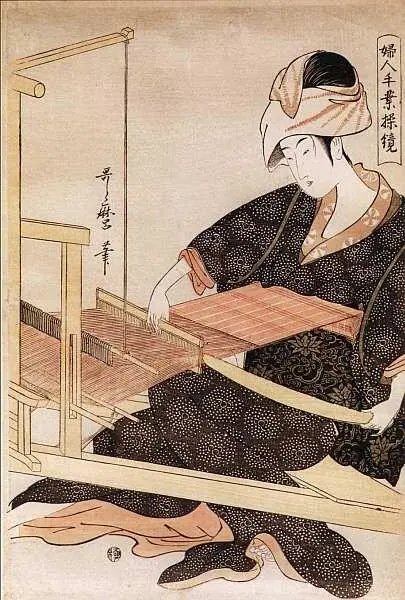 Утамаро Китагава 17531806 Женщина за ткацким станком Гравюра Бидзинга - фото 84