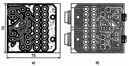 Рис 30 Печатная плата а и расположение элементов б приставки Fuzz - фото 23