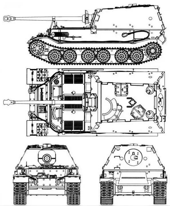Elefant ТАКТИКОТЕХНИЧЕСКИЕ ХАРАКТЕРИСТИКИ САУ Фердинанд БОЕВАЯ МАССА т - фото 125