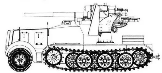 88 cm Flak l8Sf auf Zgkw 12t 88мм зенитная пушка на бронированном шасси - фото 199