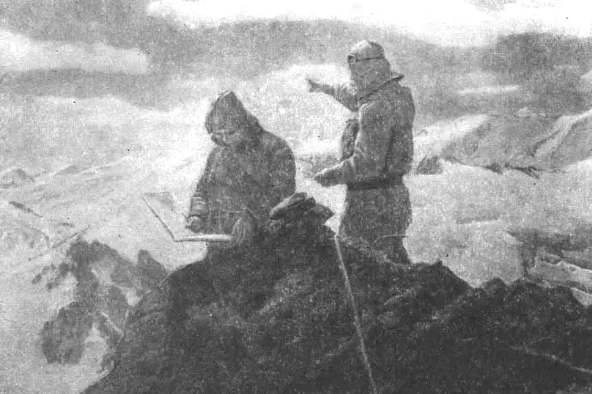 Е Абалаков делает зарисовки на одной из вершин хребта Заилийского Алатау - фото 48