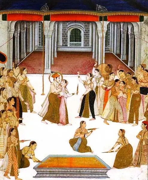 Индия Император Джахангир празднующий фестиваль Холи с женами из своего - фото 19