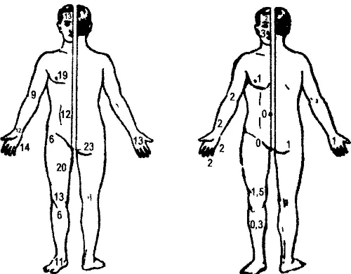 Рис 66 Холодовые точки на кожной поверхности человека Указано число точек - фото 58