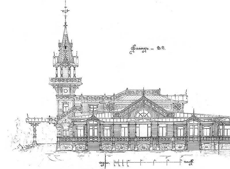 Чертёж дачи Речного яхтклуба 1894 г Однако в собственное помещение на - фото 204