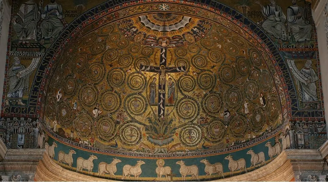 Илл 34 Распятие Мозаика Конха апсиды Базилика СанКлементе 1121 г Рим - фото 34