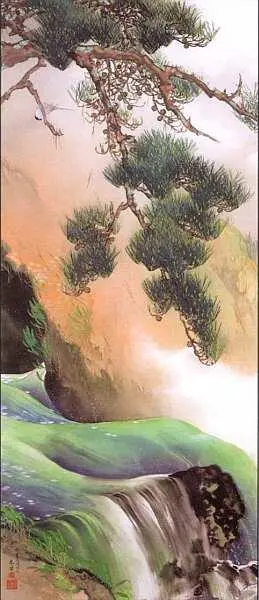 Ямамото Сюнкё 18711933 Гора весной 1933 Шелк краски Вертикальный свиток - фото 36