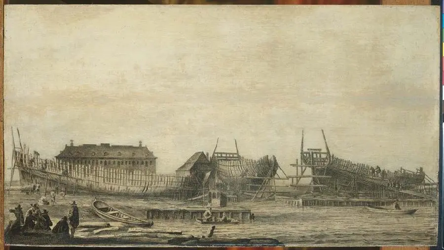 Верфи адмиралтейства в Амстердаме 1660 Bakhuysen Ludolf Одному богу - фото 6