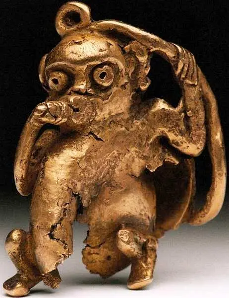 Подвеска в виде обезьянки Постклассический период 9001250 Золото Высота - фото 32