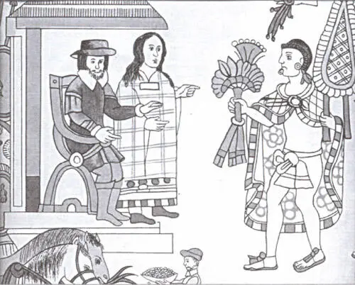 Кортес принимает тлашкаланских правителей Фрагмент из древне мексиканского - фото 3