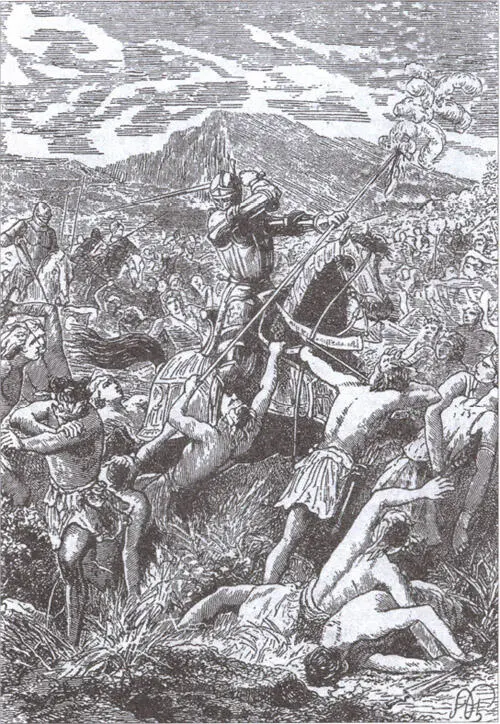 Кортес в битве у Отумбы Гравюра XIX в Первая встреча Кортеса и Монтесумы в - фото 5