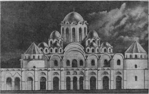 Софийский собор Реконструкция вида здания в XII в Ю А Асеев Князь Борис - фото 95