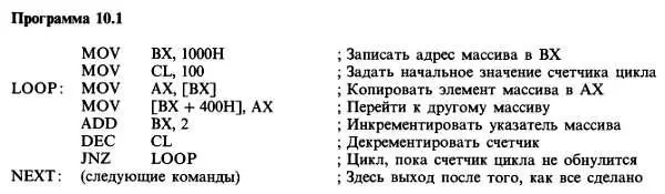 Она копирует 100 слов из массива начинающегося с адреса 1000Н в новый массив - фото 374