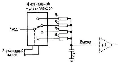 Рис 351 В схеме использован мультиплексор для выбора одного из четырех - фото 272