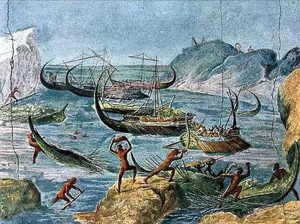 1 Эллинистическая фреска Лестригоны бросающие камни в корабли Одиссея - фото 3
