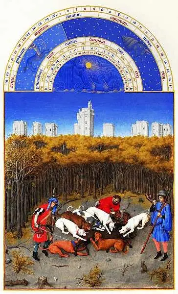 17 Братья Лимбург Сцена из календаря Роскошного часослова герцога - фото 19