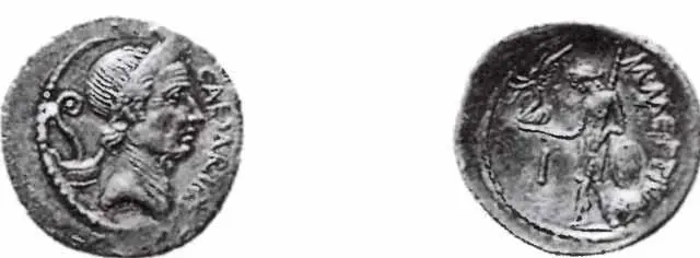 Серебряный денарий Юлия Цезаря диаметр 19 см Выпущена в Риме 44 г до н - фото 7