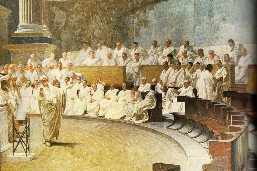 Заседание Сената в Риме Fresco painting by Cesare Maccari in the Palazzo - фото 5