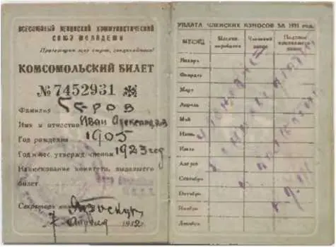 Комсомольский билет 1932 год Молодожены 1932 год Командир - фото 14