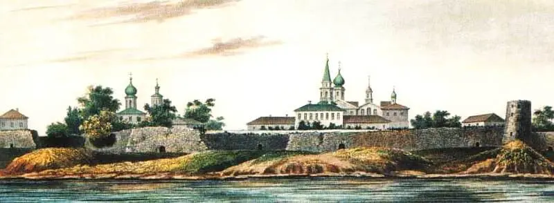 Вид развалин и каменной городской стены в Пскове Литография И Селезнева - фото 97