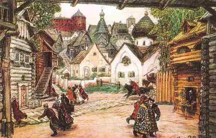 А Васнецов Улица в городе Эскиз декораций к опере П И Чайковского - фото 209