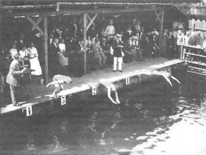 Старт заплыва в Шуваловской школе плавания Фото 1912 года После Октября - фото 114