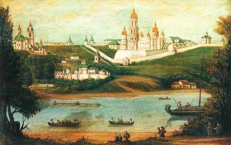 Неизвестный художник Вид КиевоПечерской лавры Малопомалу конечно народ - фото 161