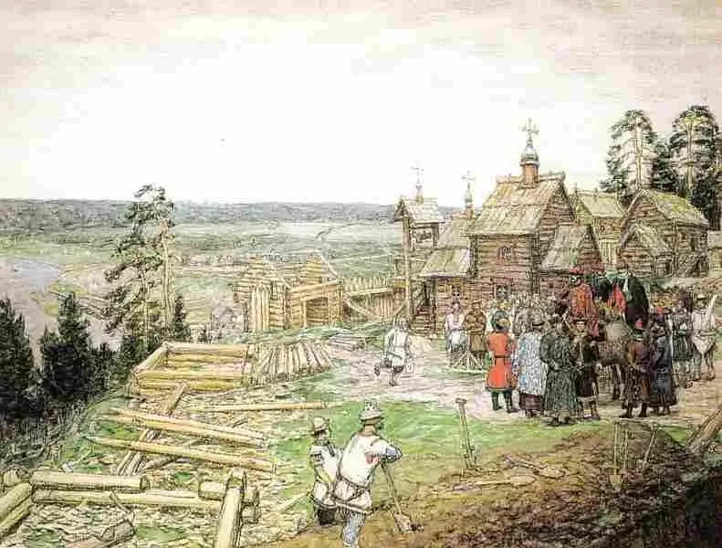 А Васнецов Основание Москвы Постройка первых стен Кремля Юрием Долгоруким в - фото 244