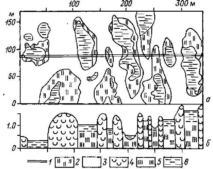Рис 100 План а и вертикальный разрез б участка грядовоозеркового - фото 98
