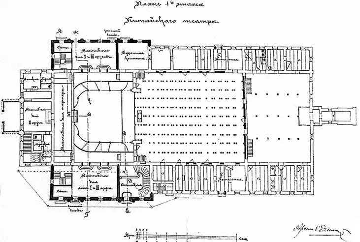 Китайский театр План 1 этажа Арх С Данини Китайский театр Фойе 1910 - фото 83