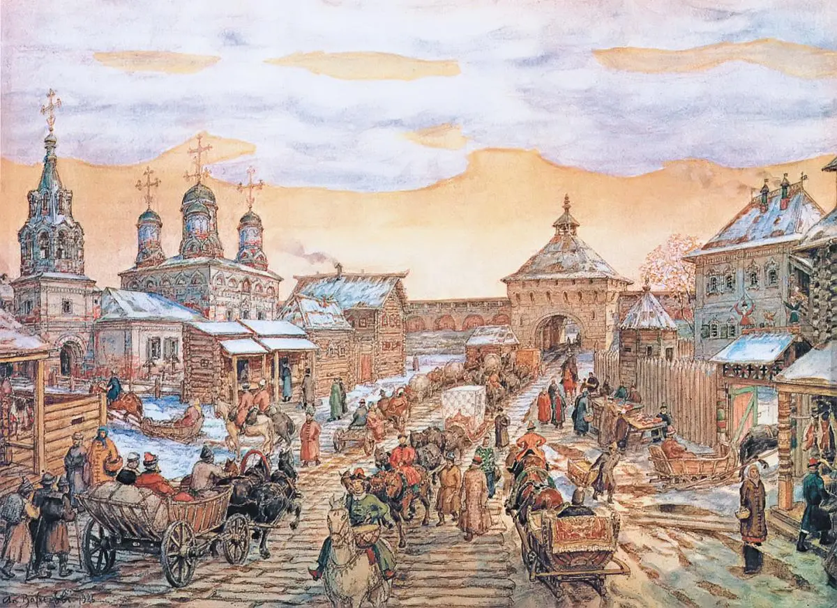 АМ Васнецов У Мясницких ворот Белого города в XVII веке 1926 г Битва снова - фото 61
