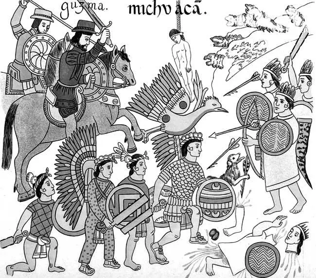 Рис 93 Старый ацтекский рисунок Битва войска Кортеса Орды в Мексике - фото 93