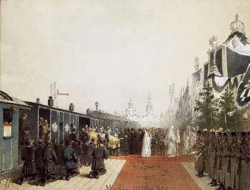 Вынос гроба Александра III из траурного поезда в Москве 30 октября 1894 год - фото 41
