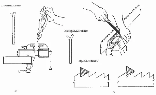 Рис 26 Подготовка пилы к работе а развод зубьев б заточка Не следует - фото 26