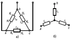 Рис 6 Схема соединения резистивных элементов треугольником а и звездой б - фото 23