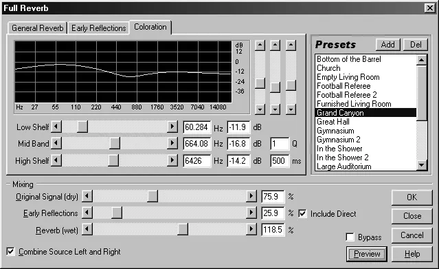 Рис 227 Вкладка Coloration диалогового окна Full Reverb На этой вкладке - фото 44